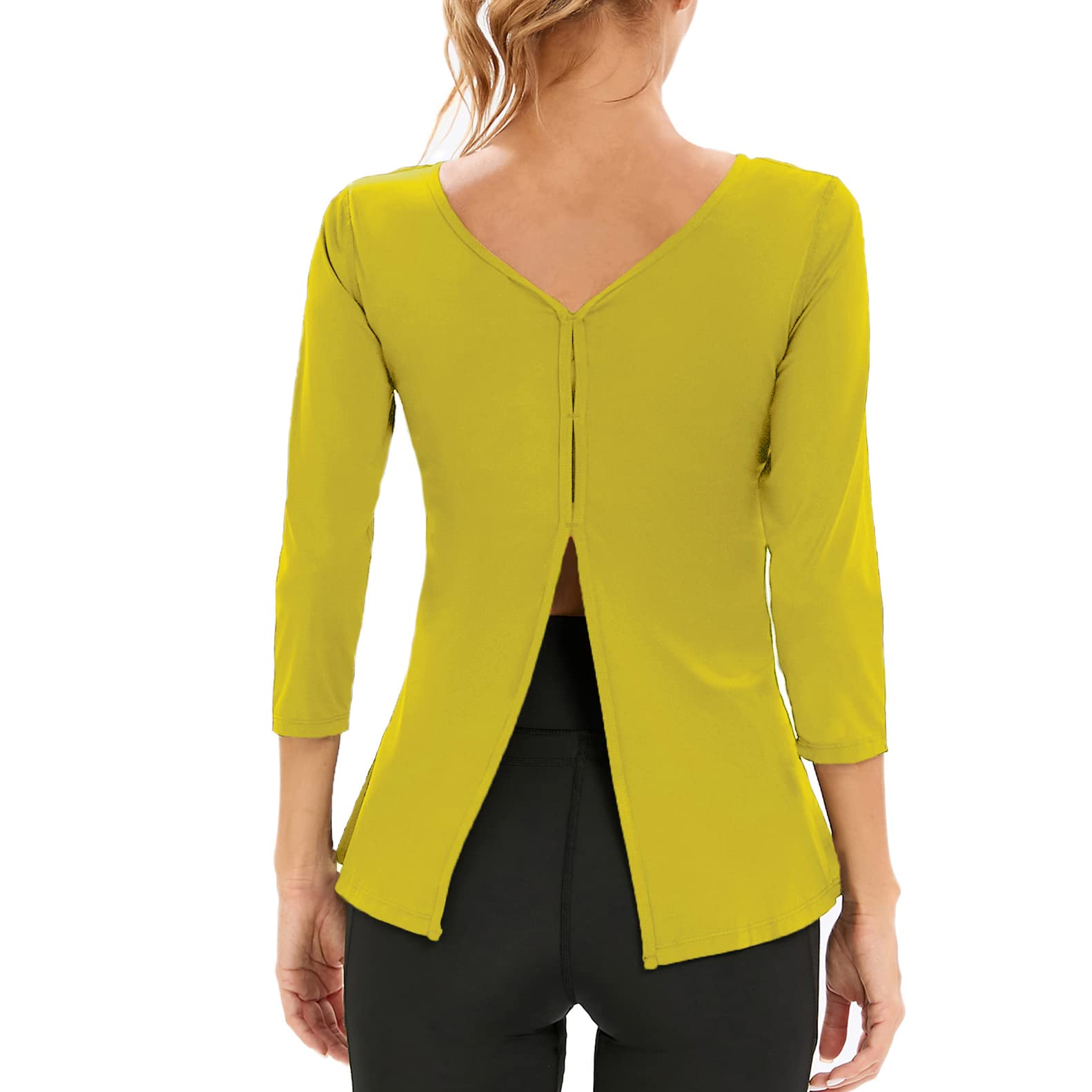 Dmwhsy Camicie da Allenamento da Donna T-Shirt da Corsa Atletica Top da Palestra per Yoga Abbigliamento Sportivo Top da Allenamento con Maniche a 3/4 per Donna