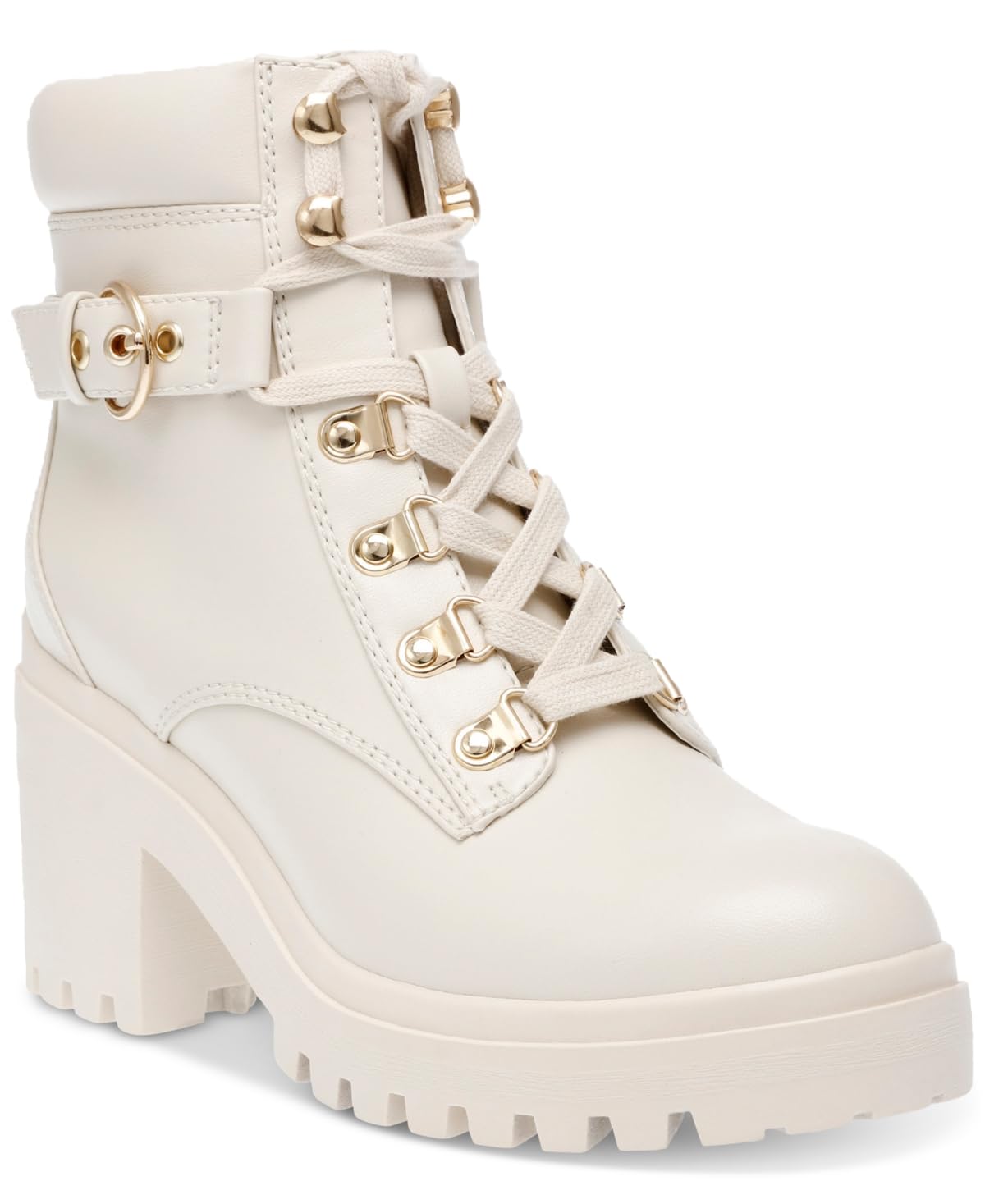 Wild Pair Womens Bridgitt Lace-up Side-Zip Lug-Sole Booties