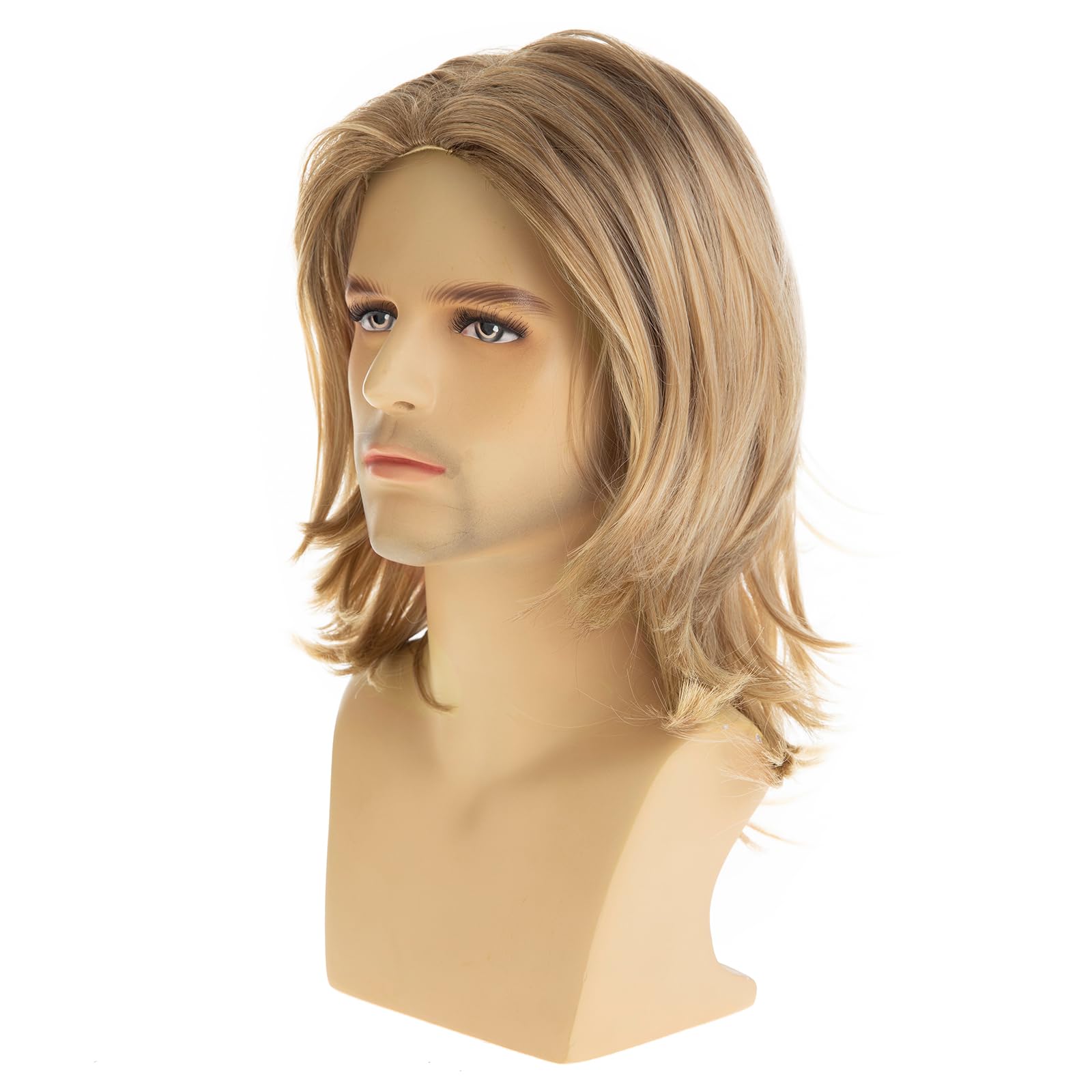 Baruisi Mens Blonde Wig Short Layered Natural Synthetic Halloween Cosplay Costume Party Full Wigs - Image 3