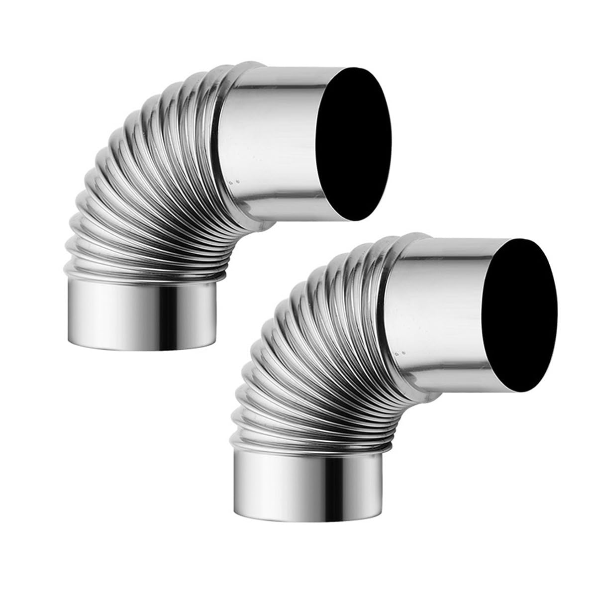 Kolanko 90°, 2 szt., galwanizacja, wkładka kominowa, wygięcie 90°, rura kominowa, do użytku na zewnątrz, kemping, piece na drewno, komin (160 mm)