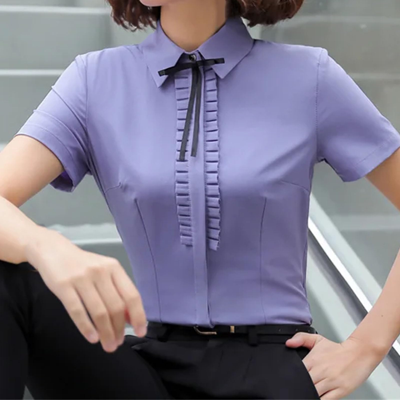 Camisas rosas para mujer, ropa de trabajo, entrevista, blusas delgadas a la moda, elegantes, formal, para la oficina
