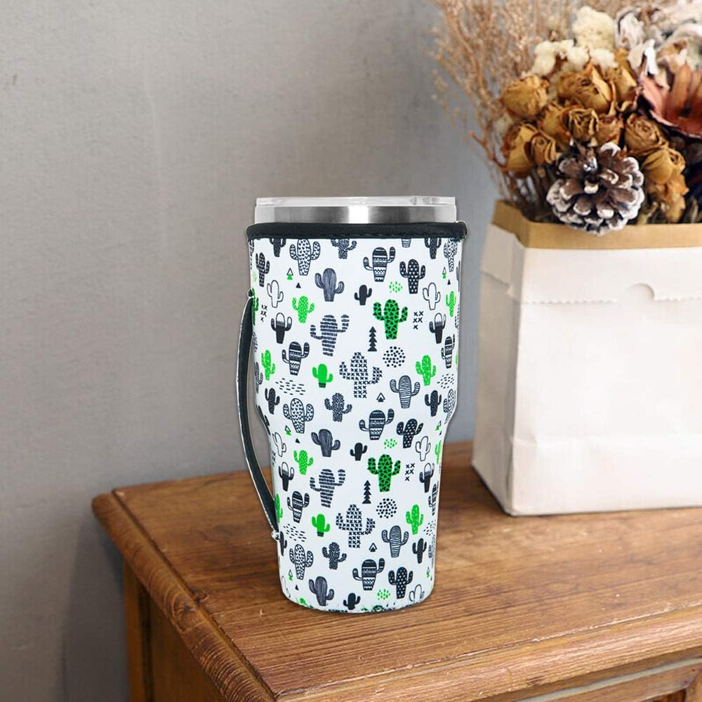 🛒 Flаѕh Sаlе HaiMay 2 Pieces Reusable Iced Coffee Cup Sleeve Neoprene Insulated Sleeves Cup Cover Holder Tumbler Cup Drinks Sleeve Holder Idea for 30oz-32oz Cold Hot Beverages, Sunflower and Cuctus Style