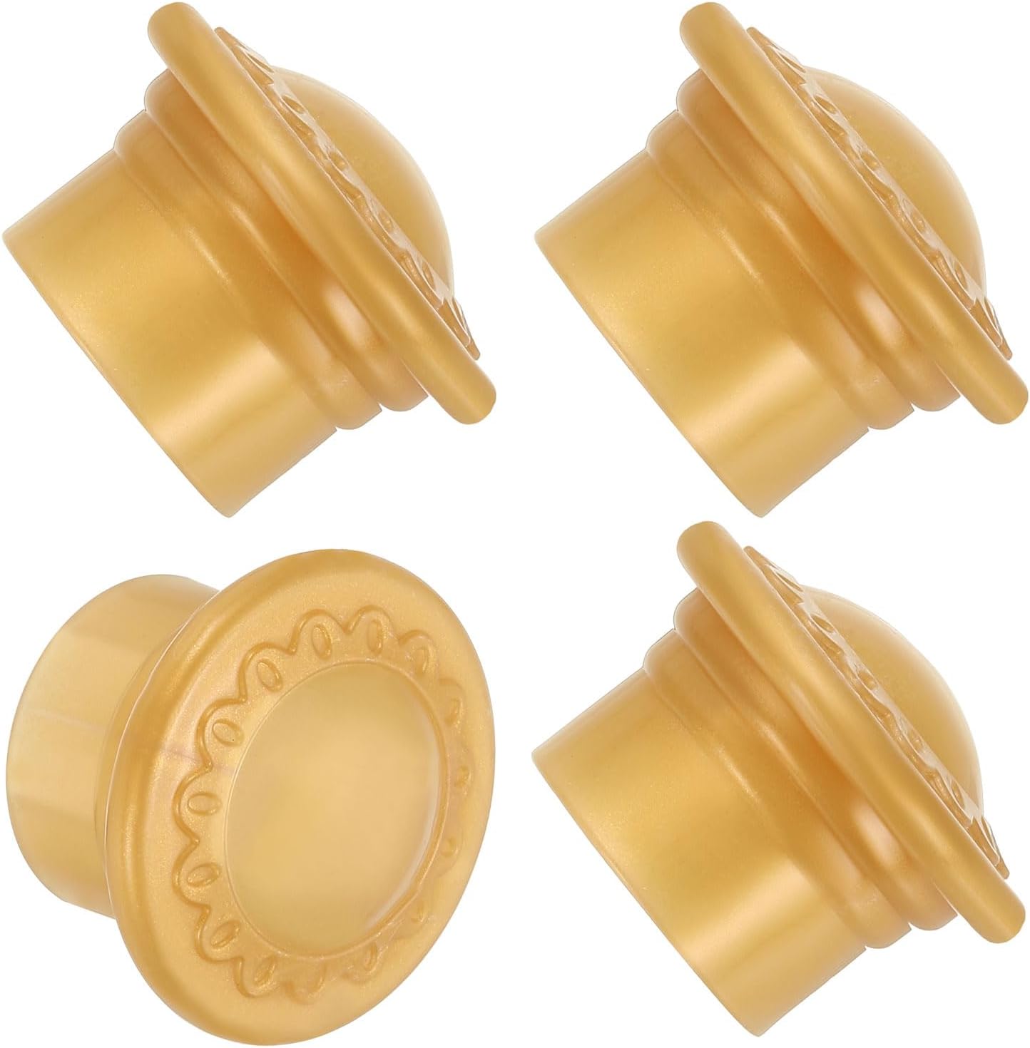 sourcing map Curtain Rod Ends, 4Pcs Plastic Drapery Rail Pole Head Cap Modern Window Curtain Rail Finial Fits Dia. 26-28mm Rods Pole End Plug Cap for Home Office Decorative Curtain, Gold