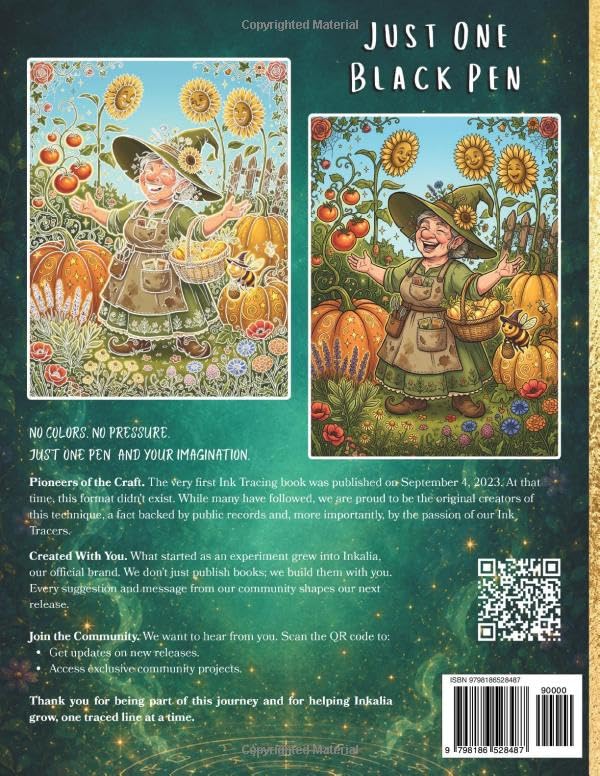 Inkalia Witchy Cottagecore: Spooky Cute Witchy Vibes Ink Tracing Book for Relaxation: A Cozy Witch Coloring Book for Adults | Hygge Halloween, Cozy ... Tracing: Creepy Cute Halloween Series) image 3