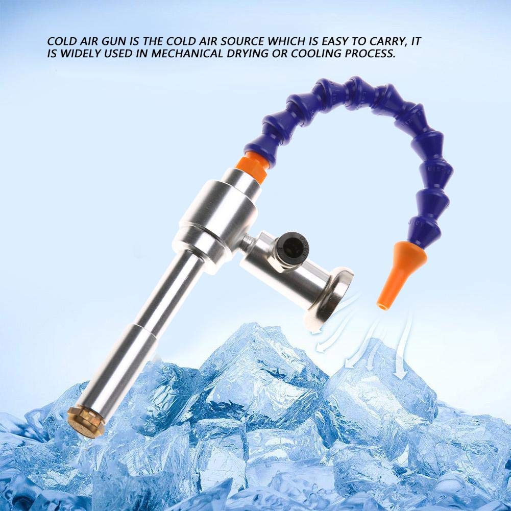 Akozon Pistola de aire frío de 130 mm, máquina de flujo de aire de refrigeración en seco con tubo flexible (08 + base magnética)
