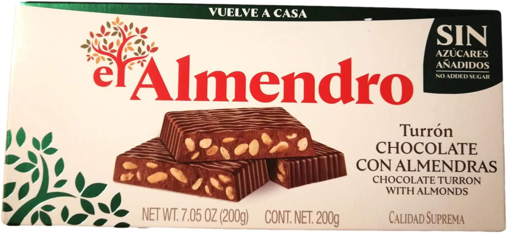 El Almendro duro, Sugar-free, 7 ounces per bar, Turron from Spain, Turron from Alicante