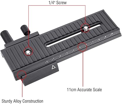 Rail Slider Camera Slider 2 Way Macro Focusing with 1/4 Mounting Screw for Closeup with Precision Scale to get Quick