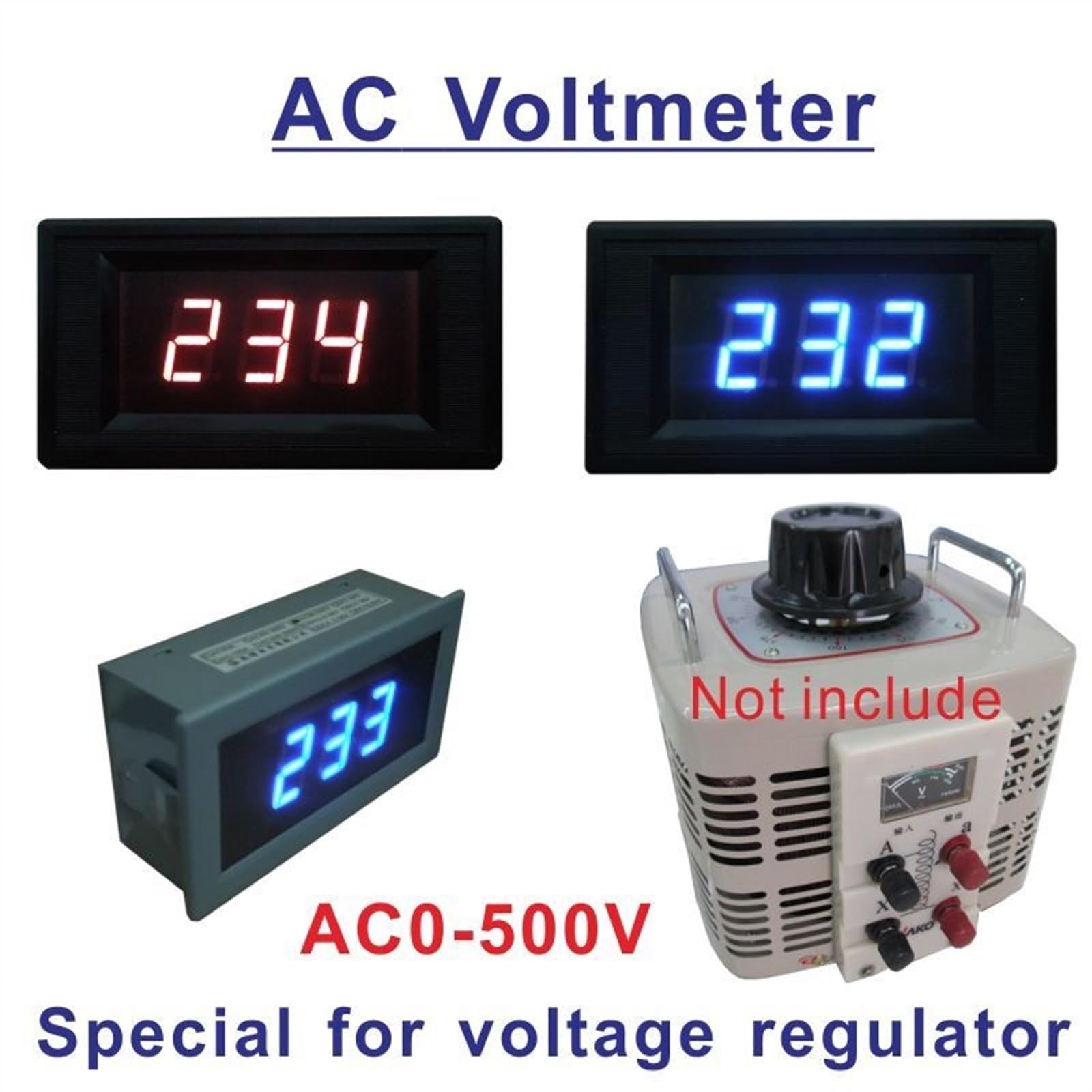 Voltmetro AC 20-500V digitale da pannello con display rosso - ITALIA