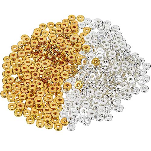 TONAUP 1000pcs Perles Heishi Dorées 6mm Perles Intercalaires Espacement Perles Rondes Plates CCB perles d'espacement pour Bracelet Collier Bijoux Fabrication...