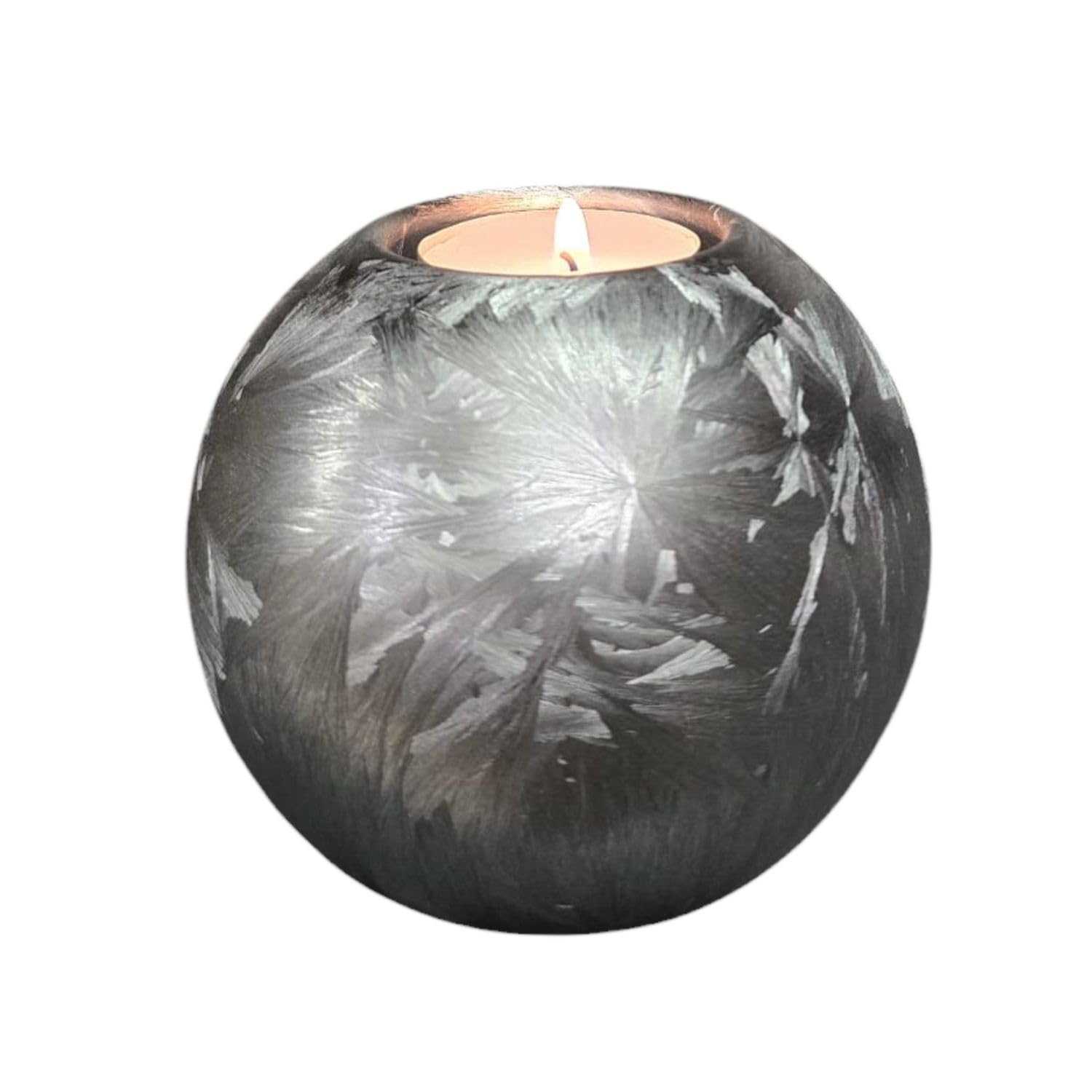 Terroso Mini Urn with Candle Holder | Elegant Glass Urn for Loved Ones Urn Dog and Cat | 200ml Keepsake - Silver Frost — image 1