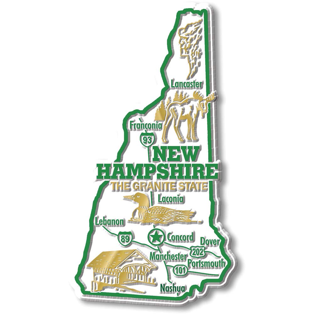 Classic Magnets White Giant State Map Magnet - New Hampshire