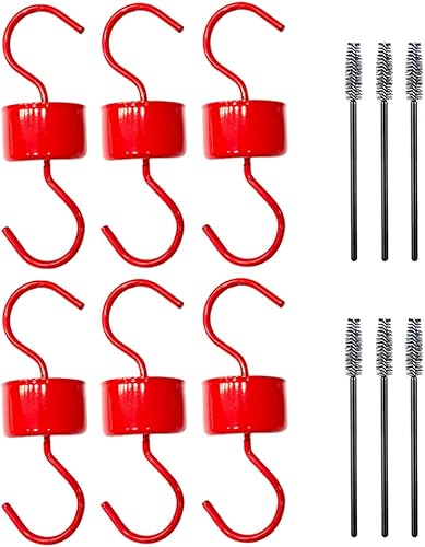 Foso de hormigas para comederos de colibríes, 6 unidades, alimentador rojo para colibríes, protector de hormigas para colgar al aire libre, ventana