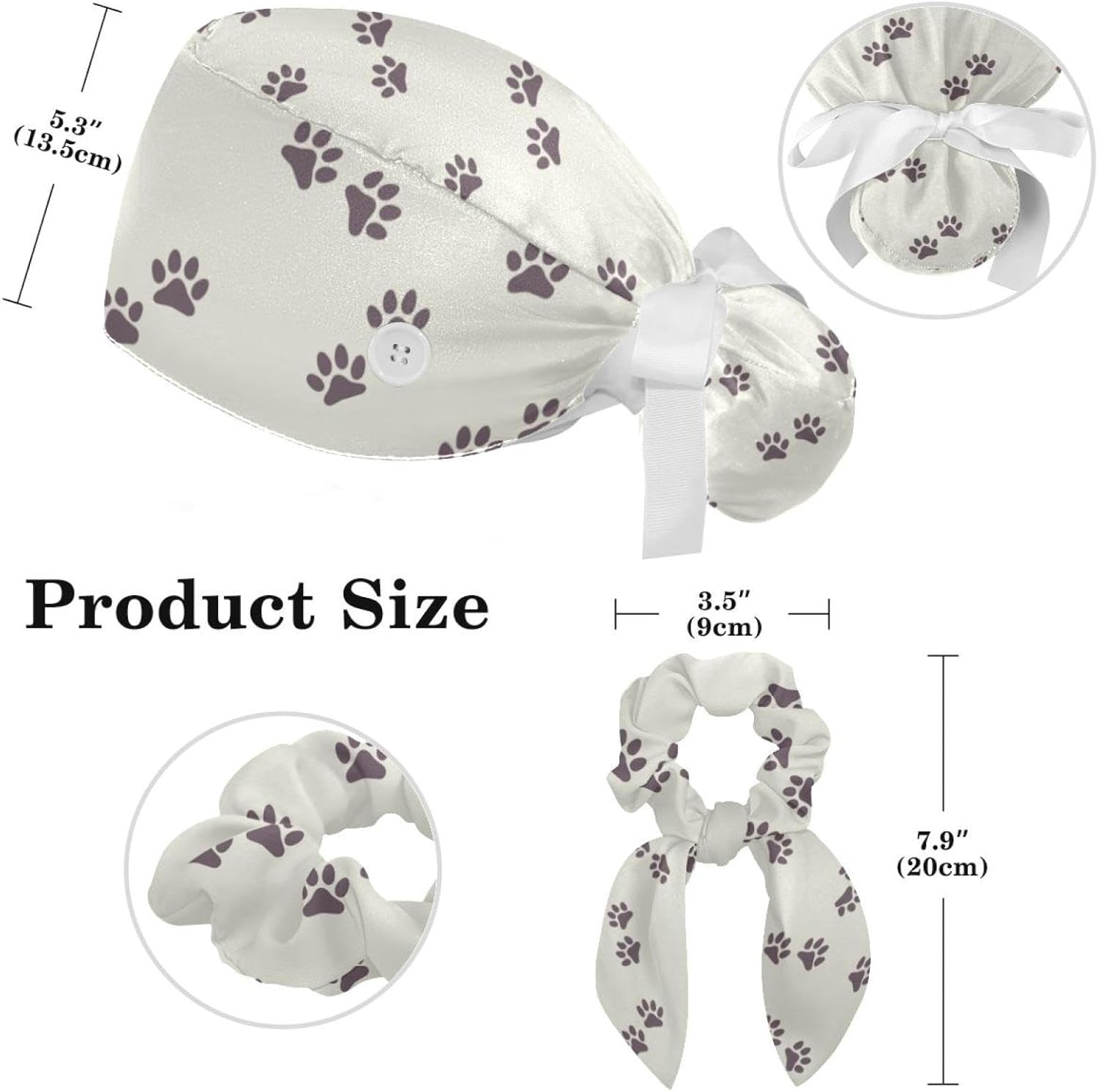 Scrub Cap with Scrunchies, Rainbow Working Hat Hair Cover, Elastic Bandage Tie Back Hats for Women - Image 2