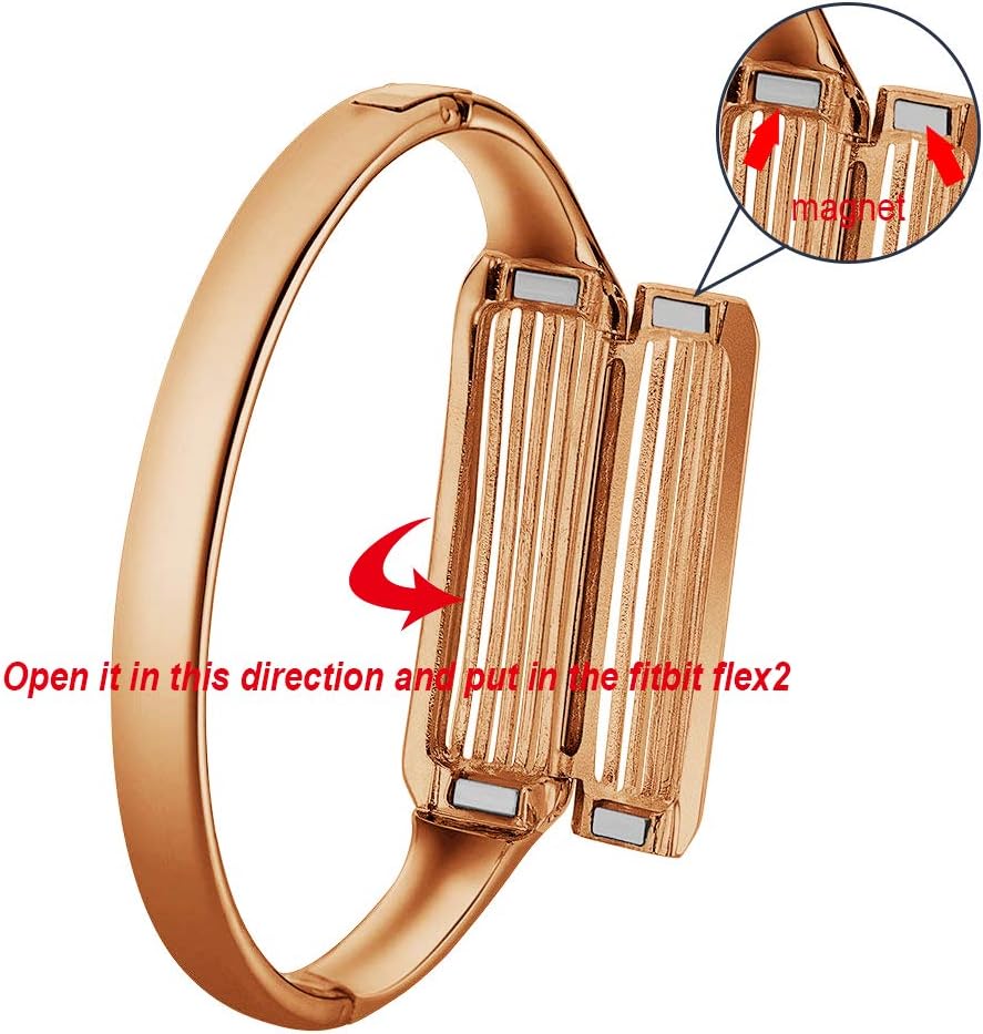 EloBeth Compatible with Fitbit Flex 2 Bands Fashion Bangle Replacement for Fitbit Flex 2 Band Women Accessory (RoseGold-Small)