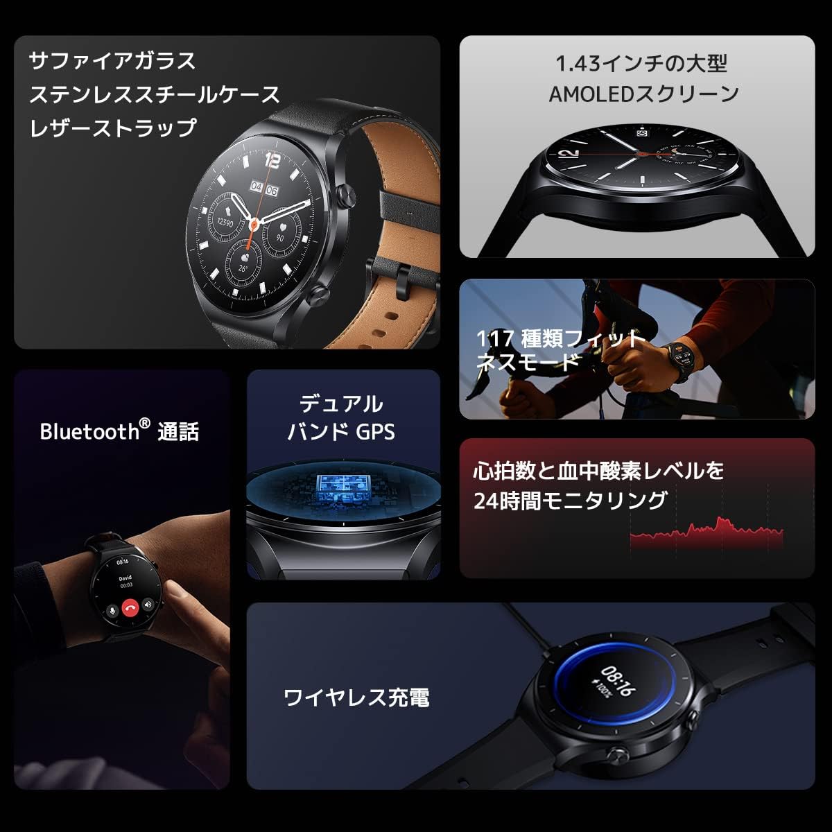 Amazon Co Jp 日本正規代理店品 Xiaomi Watch S1 スマートウォッチ1 43インチディスプレイ 血中酸素レベル測定 心拍数 睡眠モニタリング12日間バッテリー持続 117種類ワークアウトモード Bluetooth通話 デュアルバンド Gps ワイヤレス充電 5atm防水 Line メッセージ