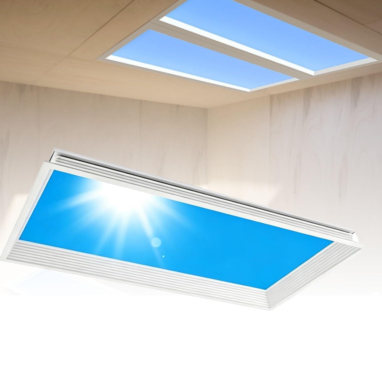 Lampada da soffitto "Blue Sky" (effetto cielo azzurro), lampada smart effetto cielo, lucernario a luce naturale, simulazione dei ritmi della luce diurna, temperatura di colore Embedded-32*122cm