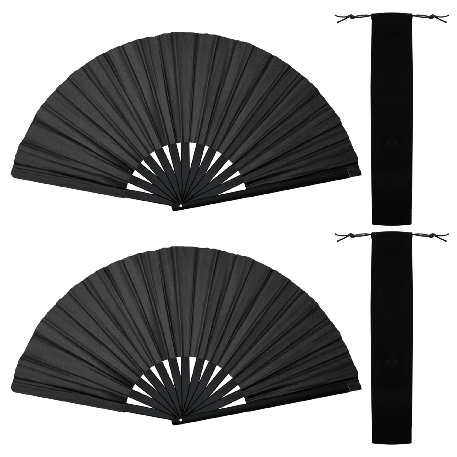 HINGTAI abanicos de mano plegables bambú chino retro grandes baile línea fiestas color negro