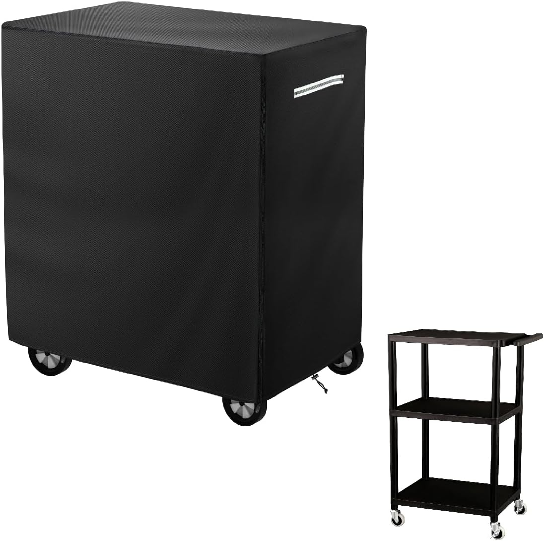 Water-Resistant Rolling Mobile Media AV Cart Cover,Indoor Protective Dust 3-Shelf Mobile Utility Cart Cover-28" x 18" x 40"