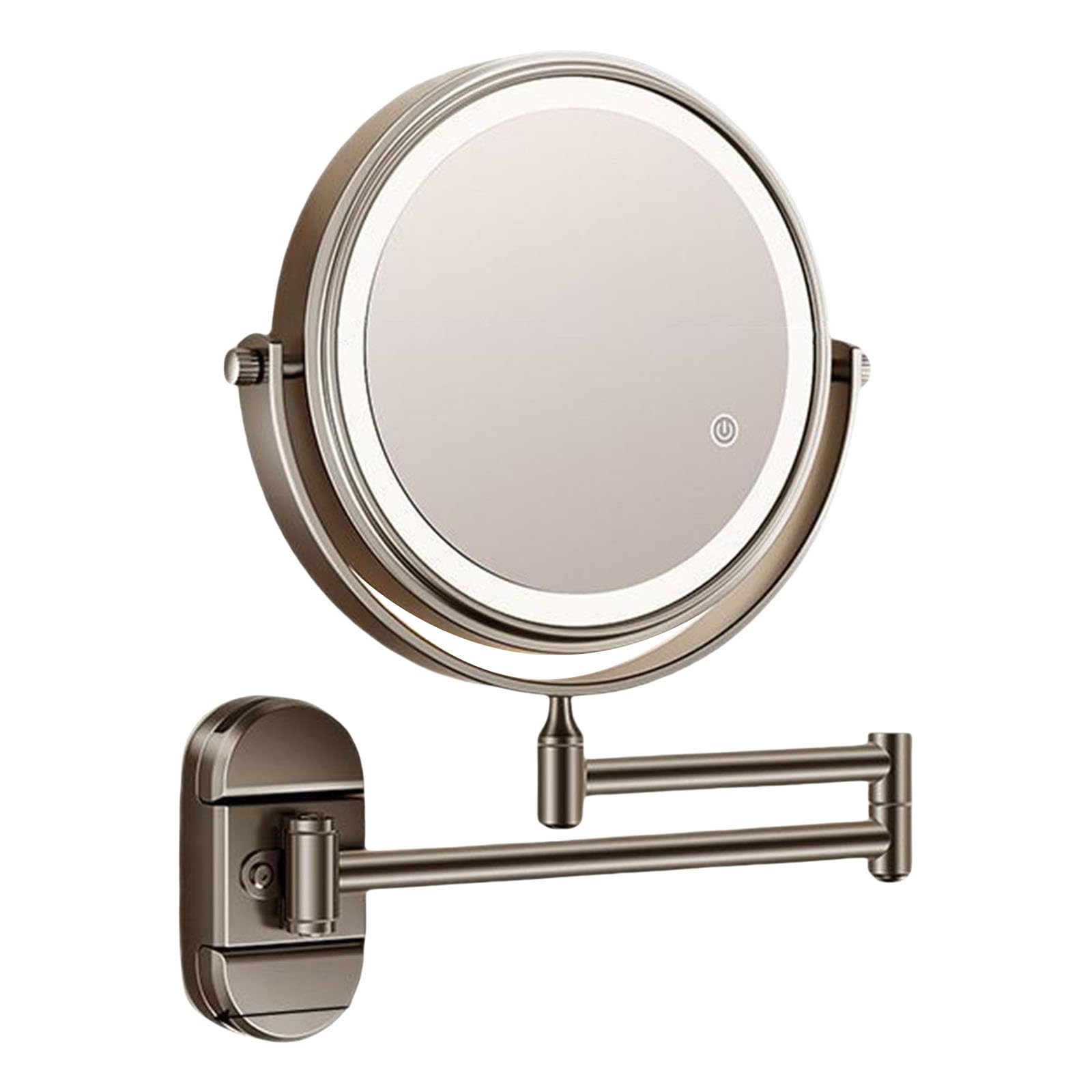 Yhaili A 360 Degree Rotating Wall Mounted Makeup Mirroring With Djustable Nd Led Light Double Side Magnification Designs