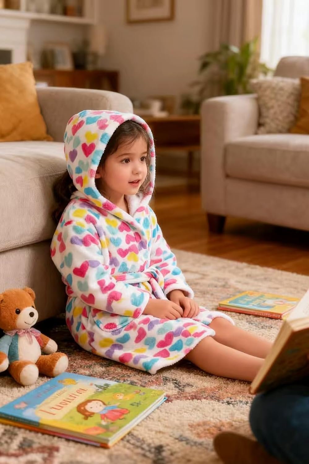 Girls Fleece Hooded Robe Warm Sleepwear for Toddler Kids Soft Fuzzy Bathrobe Gifts - Image 3