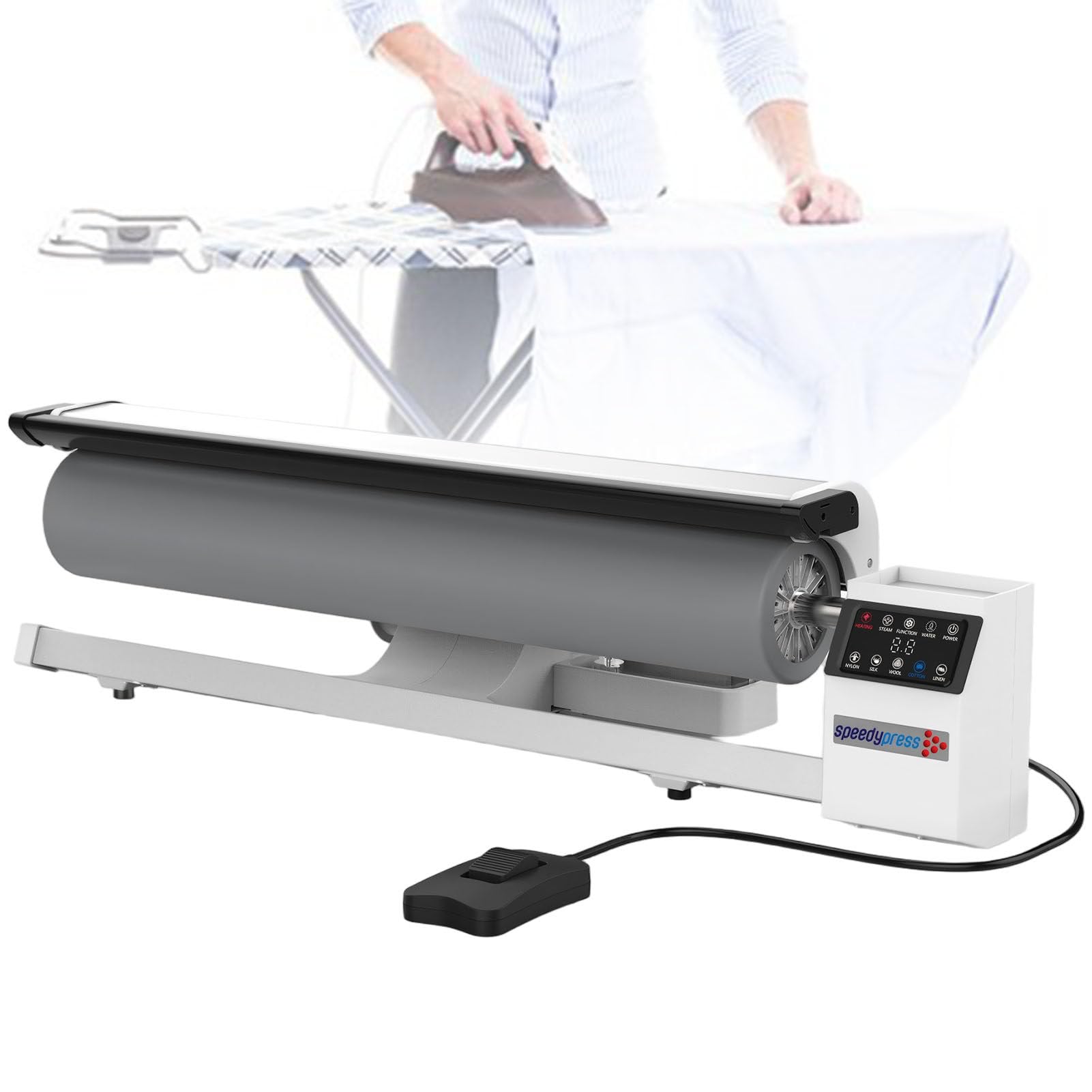 ExoticaBlend Rotary Steam Roller Ironer Press for Hotel Linens, with Continuous Steam Output, Ideal for Sheets, Pillowcases, Tablecloths, and Most Flat Fabrics, Suitable for Home and Commercial Use