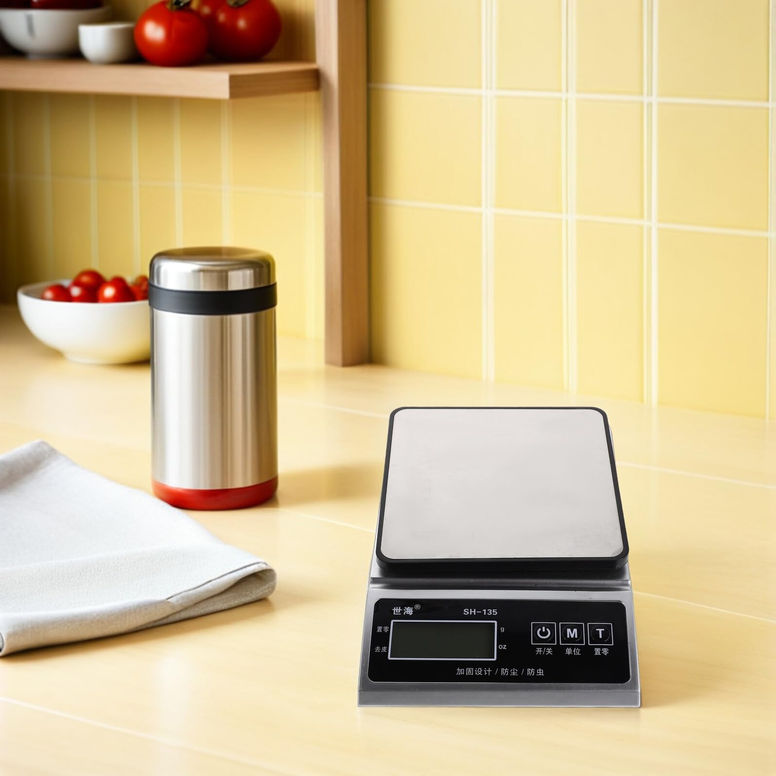 SHINEOFI Báscula de Cocina Digital de Alta Precisión 3 Kg Superficie de Acero Inoxidable Mini Báscula Electrónica Portátil para Hornear y Pesar Alimentos sin Batería Modelo 400A