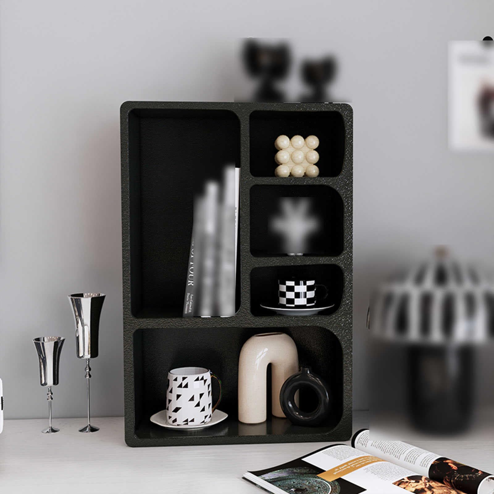 Étagère murale de rangement carrée avec peinture granulaire salon