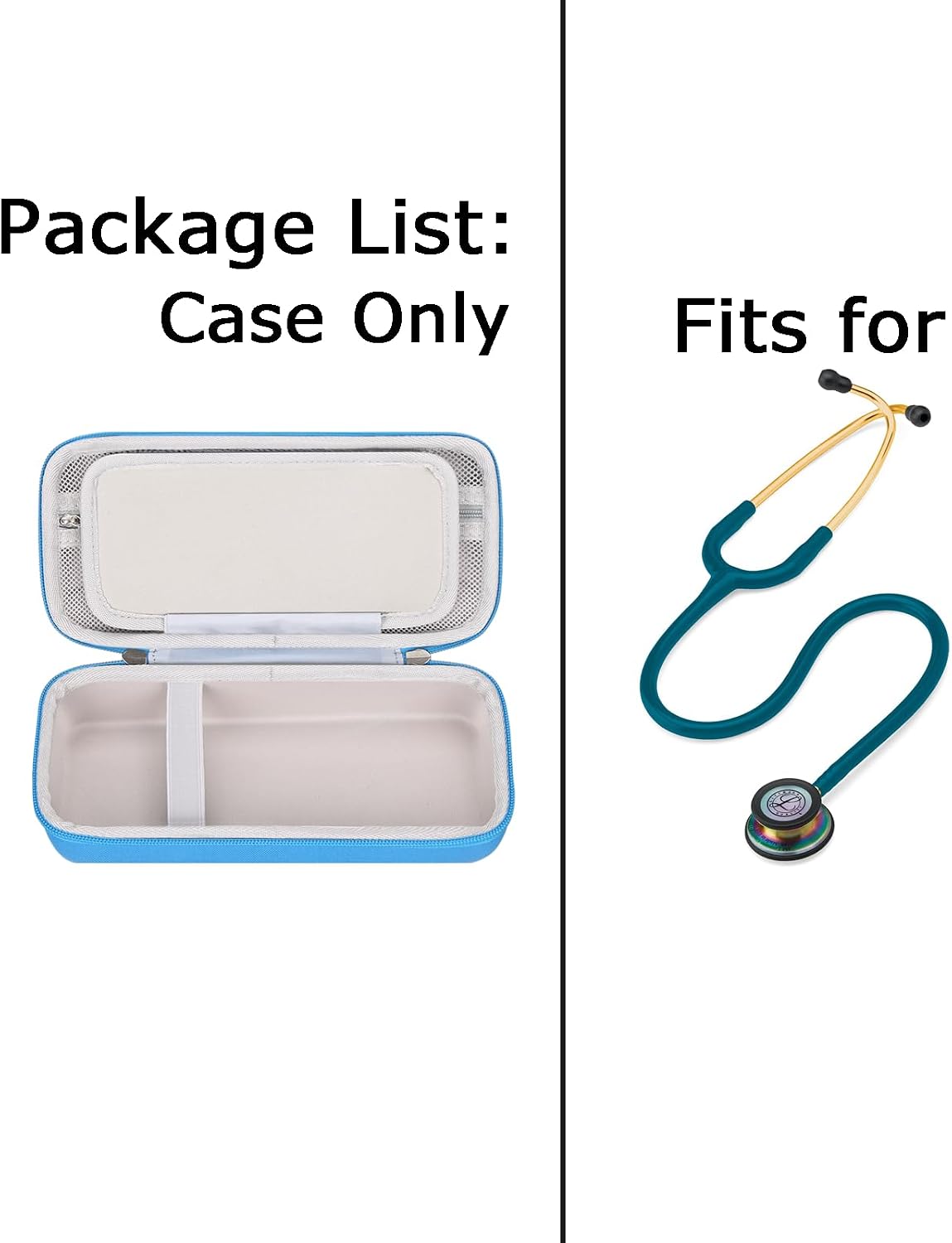 Tourmate Hard Stethoscope Case for 3M Littmann Classic III/Lightweight II S.E. /Cardiology IV Diagnostic/MDF Acoustica Deluxe Stethoscopes, Case Only (Blue)