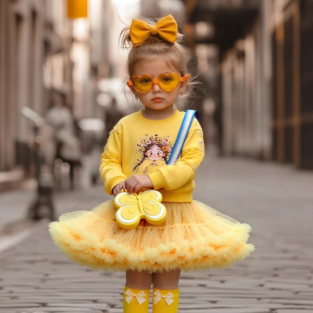 girls birthday outfit sweaters-tutu skirt-fall/spring set toddler purse, sunglasses and sock 5pc