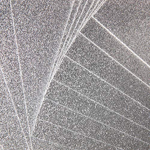 Ground Up Creations Premium 20 Sheets Glitter Cardstock 12" X 12" - Use For Scrapbooking - Holidays - Weddings - Birthdays - Parties - 300Gsm For Paper Cutting Bending Or Shaping (Silver, 20 Pack) #TOP7