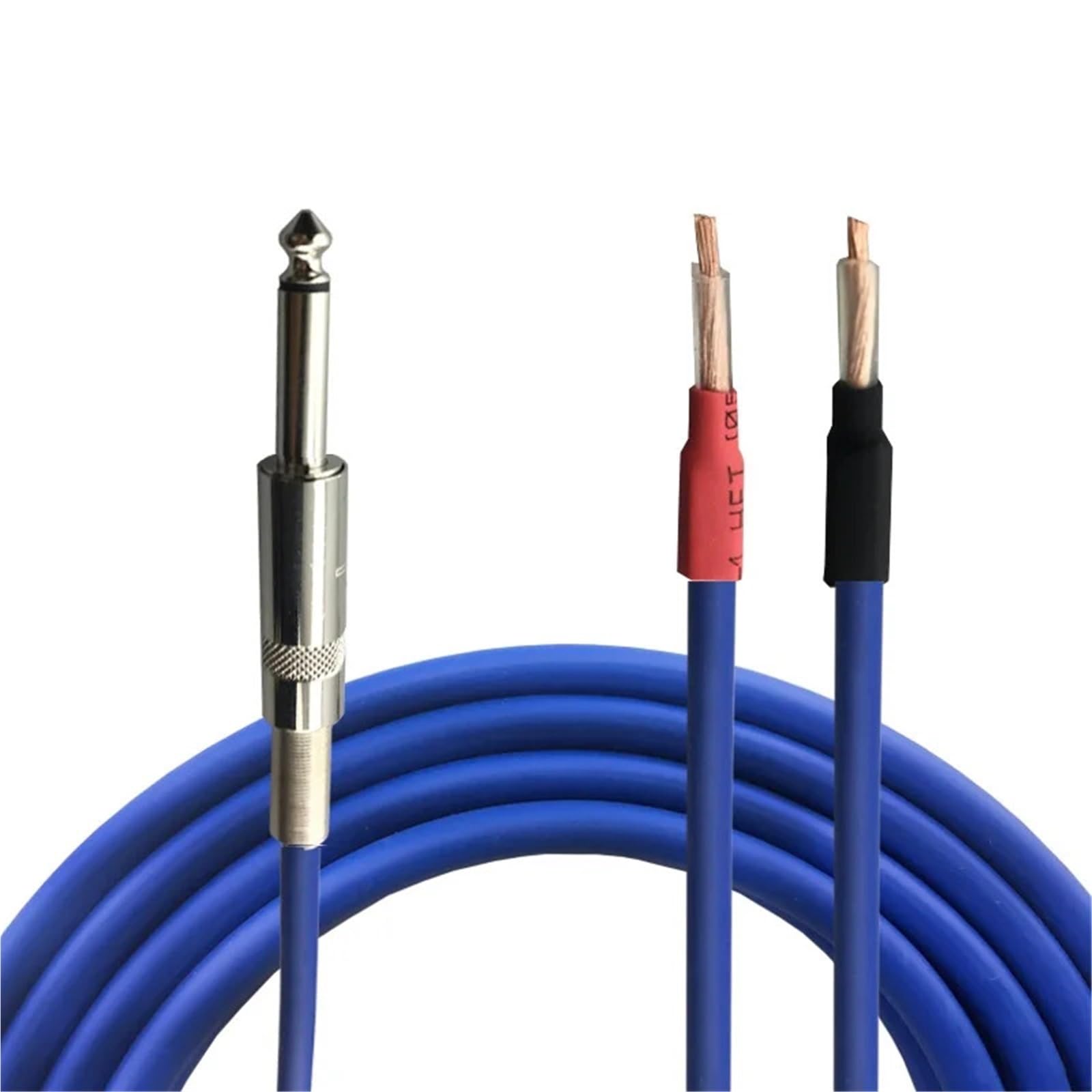 Cable de audio de 6,5 mm a 2 bananas con extremo de cable abierto para altavoz activo de 1m