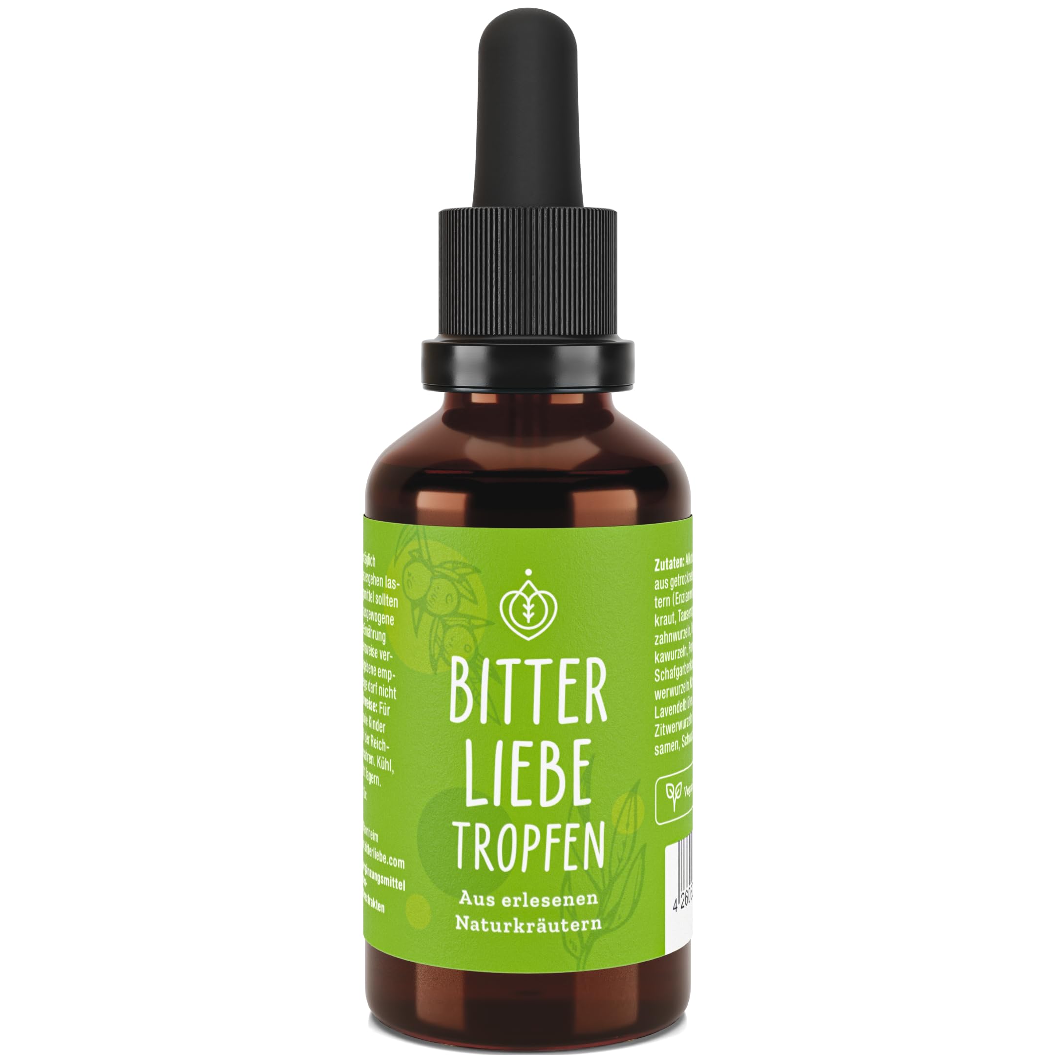BitterLiebe Bittertropfen - Bitterstoffe Tropfen mit hochwertigen Löwenzahn und Bitterkräuter - Bittertropfen nach Hildegard von Bingen - Bitter Liebe - Vegan und Made in Germany