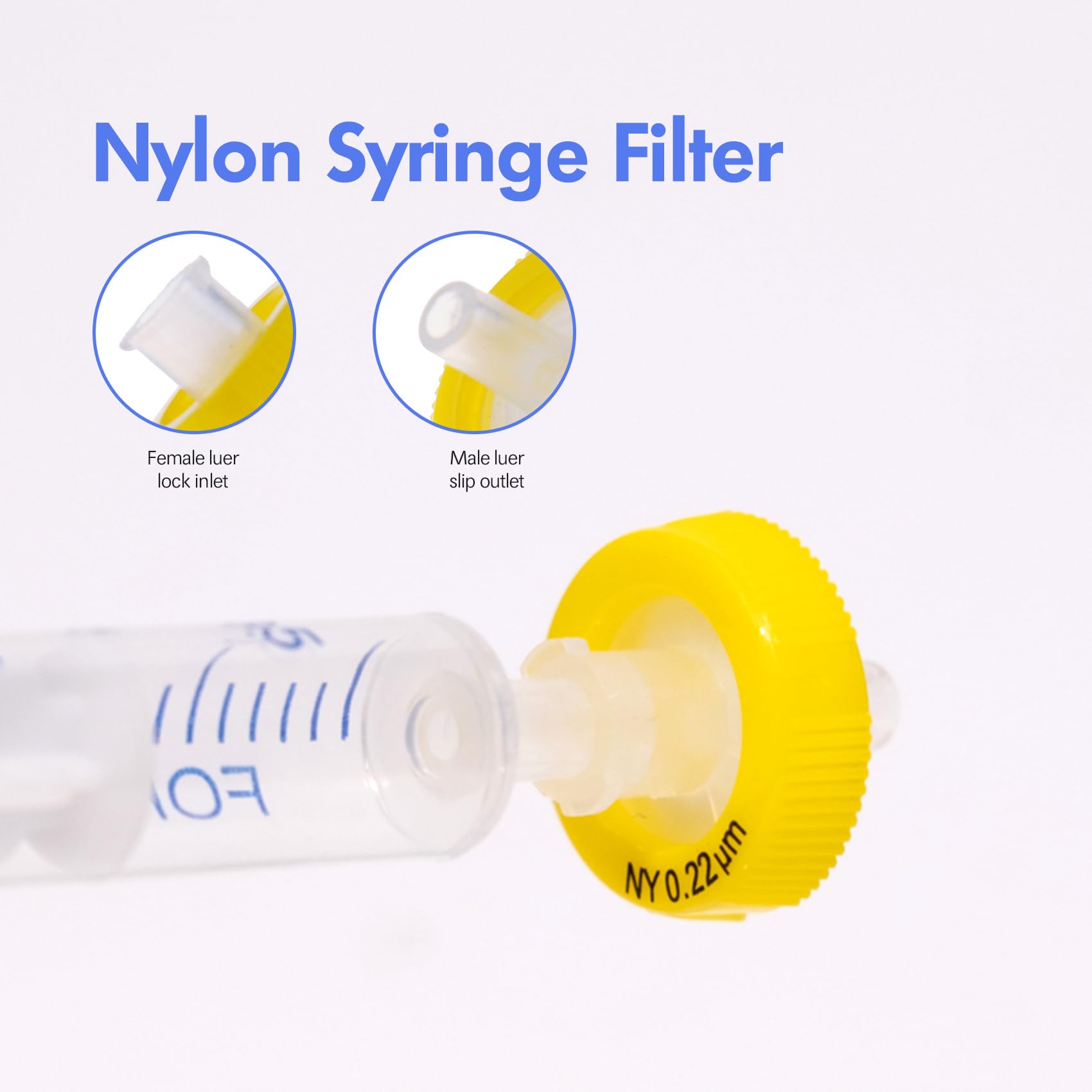 100 pezzi Filtro per Siringa in Nylon con Dimensione dei Pori di 0,22 μm, Diametro Della Membrana di 13 mm, Filtro per Siringa da Laboratorio, Filtro per Siringa HPLC e GC