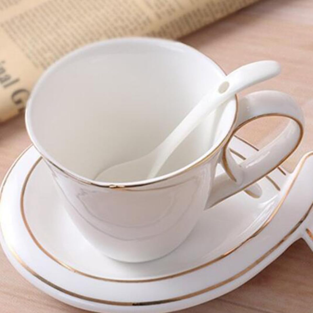 OUNONA 12pcs White Ceramic Spoons 14cm Multi-function Coffee Tea Spoons Tableware with Unique and Elegant Design for Home and Restaurant Use