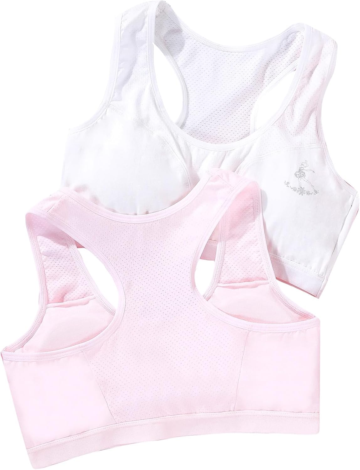 Girls Training Bra Cotton Seamless Soft A-Cup Bra Removable Pads Teens Sport Bra 4 Pack