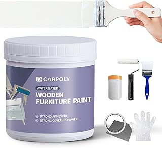 Furniture Paint Kit 16oz with Tools - Water-based & Low Odor All-in-One No Sanding - Matte Finish Indoor Outdoor Wood Paint for Cabinets, Doors, Tables and Dressers - White