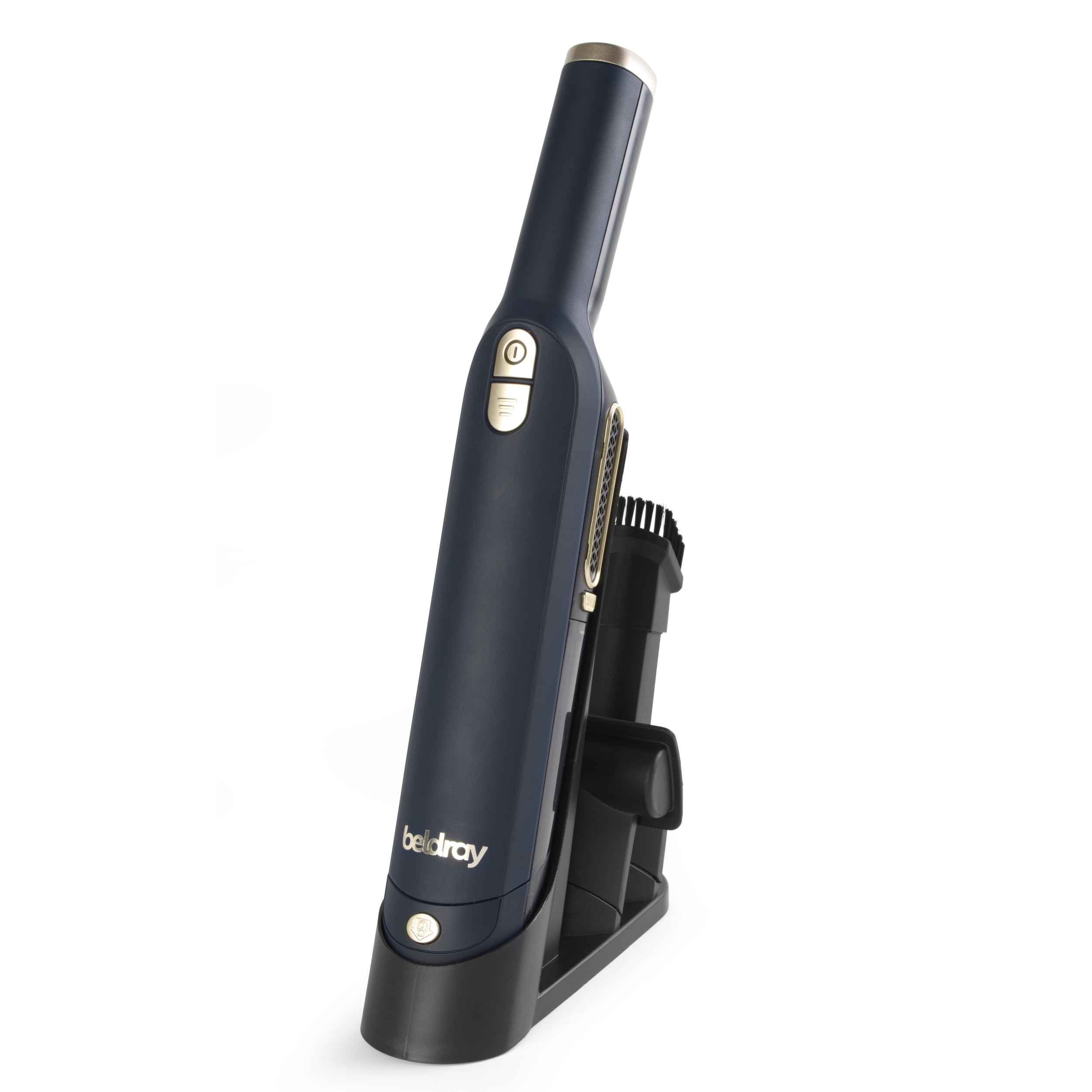 Beldray Nova Digital Cordless Handheld Vacuum – 85,000 RPM Brushless Motor, 3x Suction Power, 100 ml Dust Tank, Non-Slip Charging Base, Crevice & Upholstery Tools, HEPA Filter, 40 Min Runtime, Navy