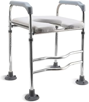 Toilet Booster Seat with Armrests for Adults with Adjustable Height