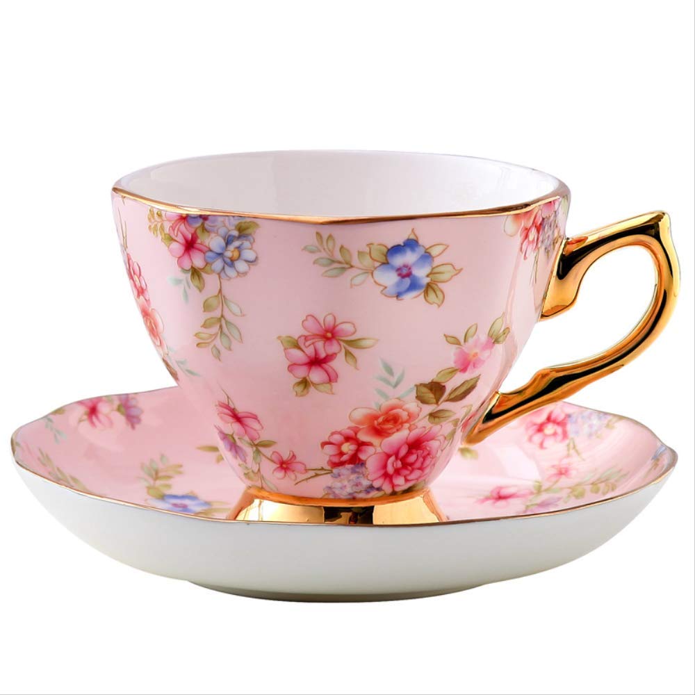Tasse de thé rouge 200ml avec soucoupe en céramique style anglais