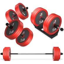 Adjustable Dumbbell Set,20/30/50/70/90lbs Free weight set with Carbon Steel,rack,Barbell Free weights set with Connector,Workout Equipment for Home Gym Suitable Men/Women