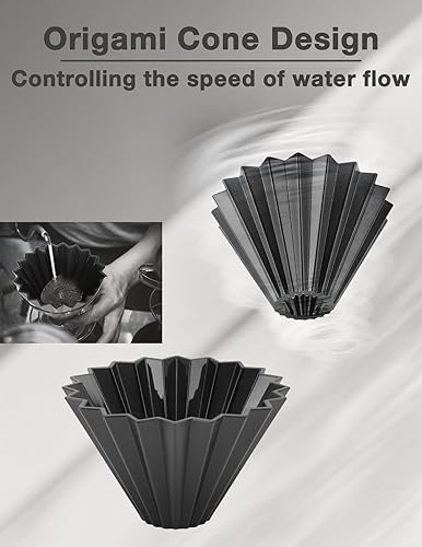 Miniatura 2 de Origami - Gotero de café de resina, compatible con V60Hario, reutilizable, para infusión lenta, apto para lavavajillas, accesorios para cafeteras