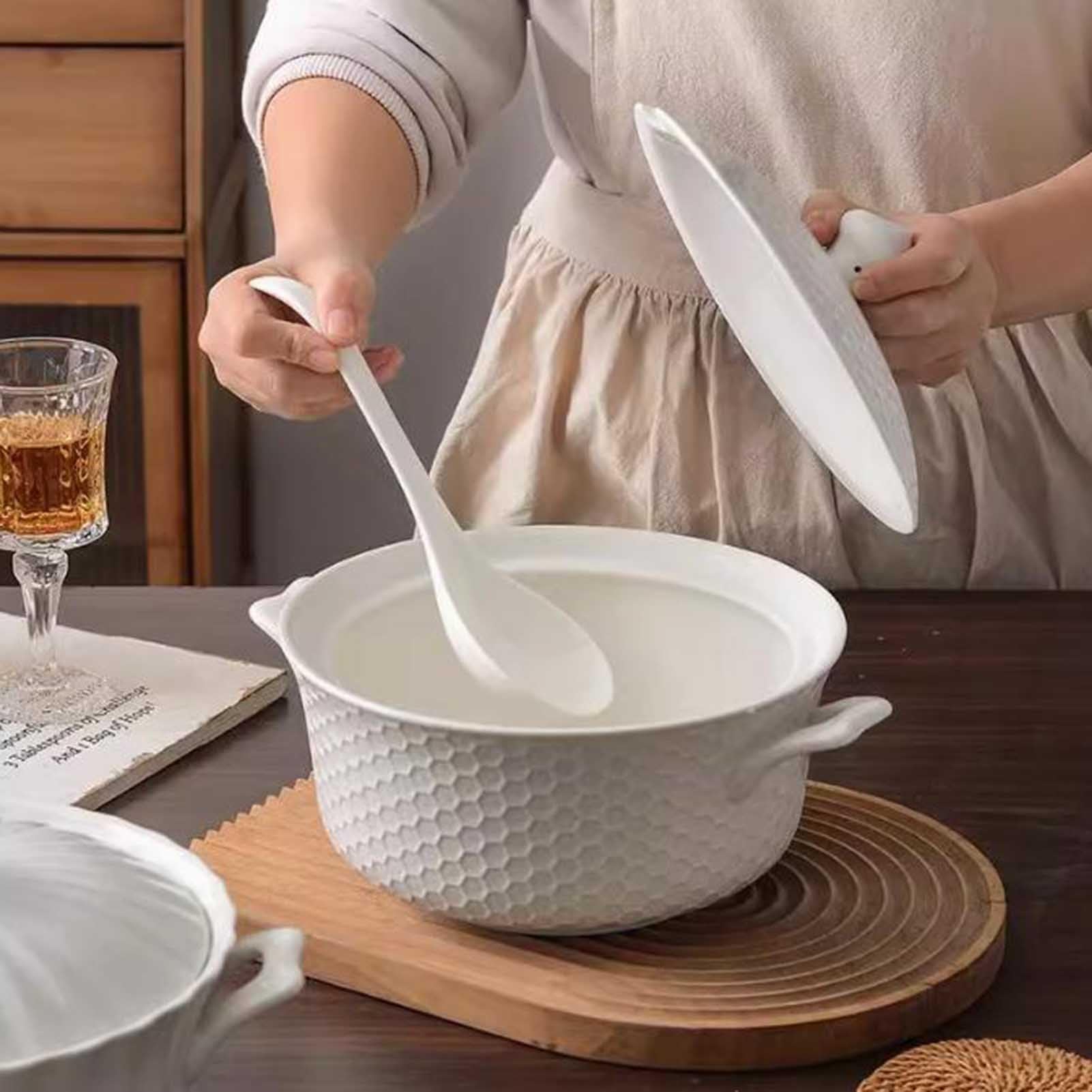 Vnook Suppenterrine mit Doppelgriffen, 2500 ml Suppenschüssel aus Porzellan