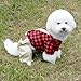 SMALLLEE_LUCKY_STORE Pet Clothes for Small Dog Cat Red Plaid Shirts Sweater with Khaki Overalls Pants Jumpsuit Outfits XL