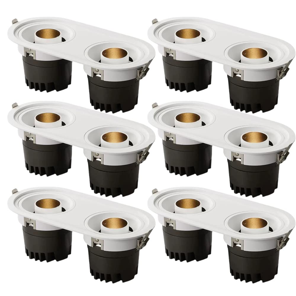 Downlighty Sufitowe 6 Szt., Podwójna Głowica Downlight, 12 W * 2 Diody Led, Listwa Wykończeniowa, Głębokie Cięcie Światła Dziennego, Rozmiary: 185 * 85 Mm