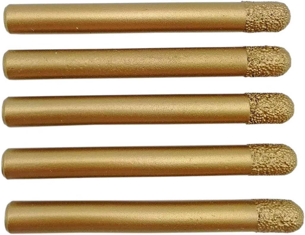 SHDIATOOL CNC Engraving Bits Diamond Burrs Vacuum Brazed Diamond Carving Bits for Stone Ball-end 6MM/12-60mm Pack of 5
