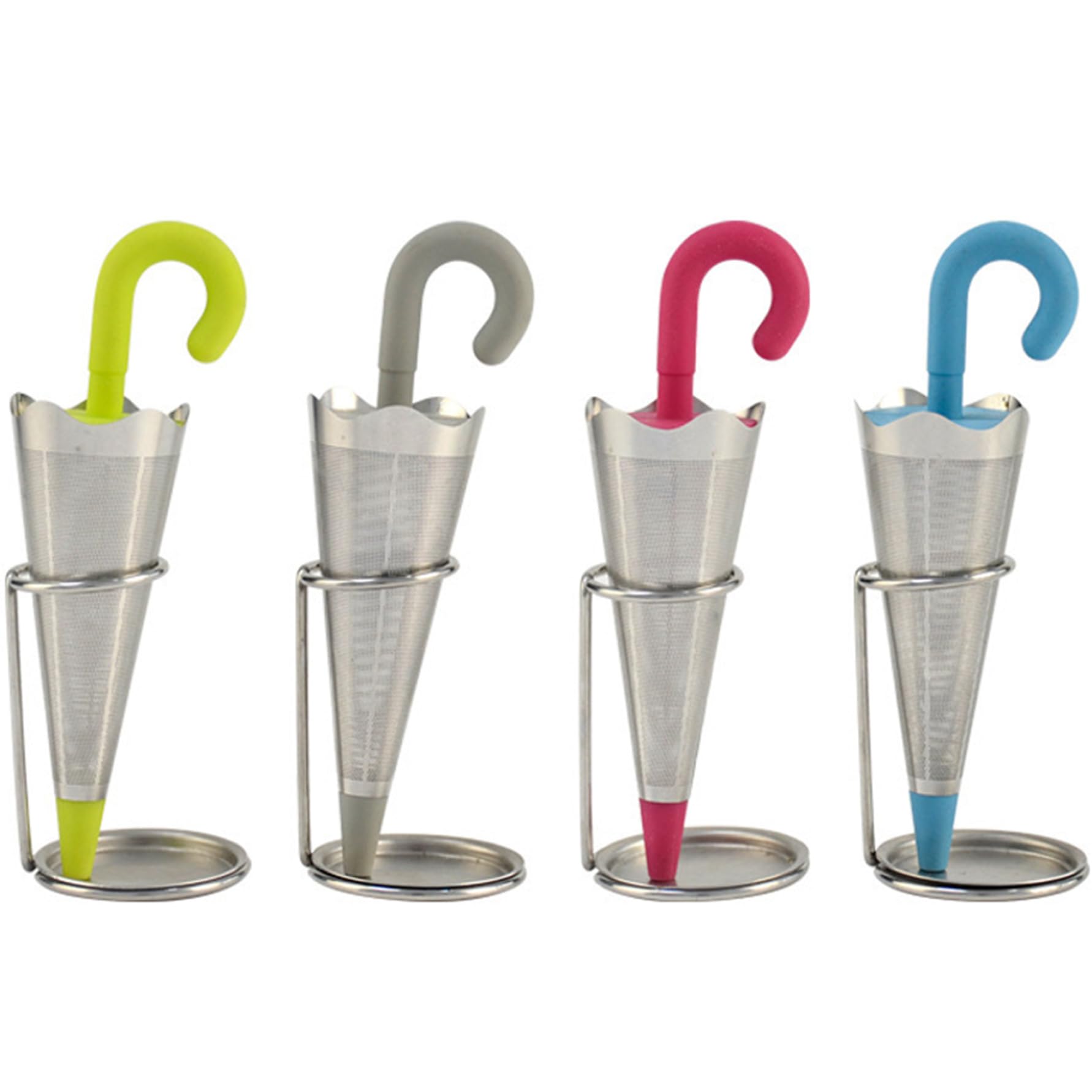 TOPoflySloth Tea Infuser, Umbrella Tea Infuser 4PCS Reusable Cute Tea Diffuser with Drip Tray Stainless Steel Fine Mesh Loose Tea Infuser with Silicone Lid for Tea Cups Mugs Teapots, Tea Diffuser