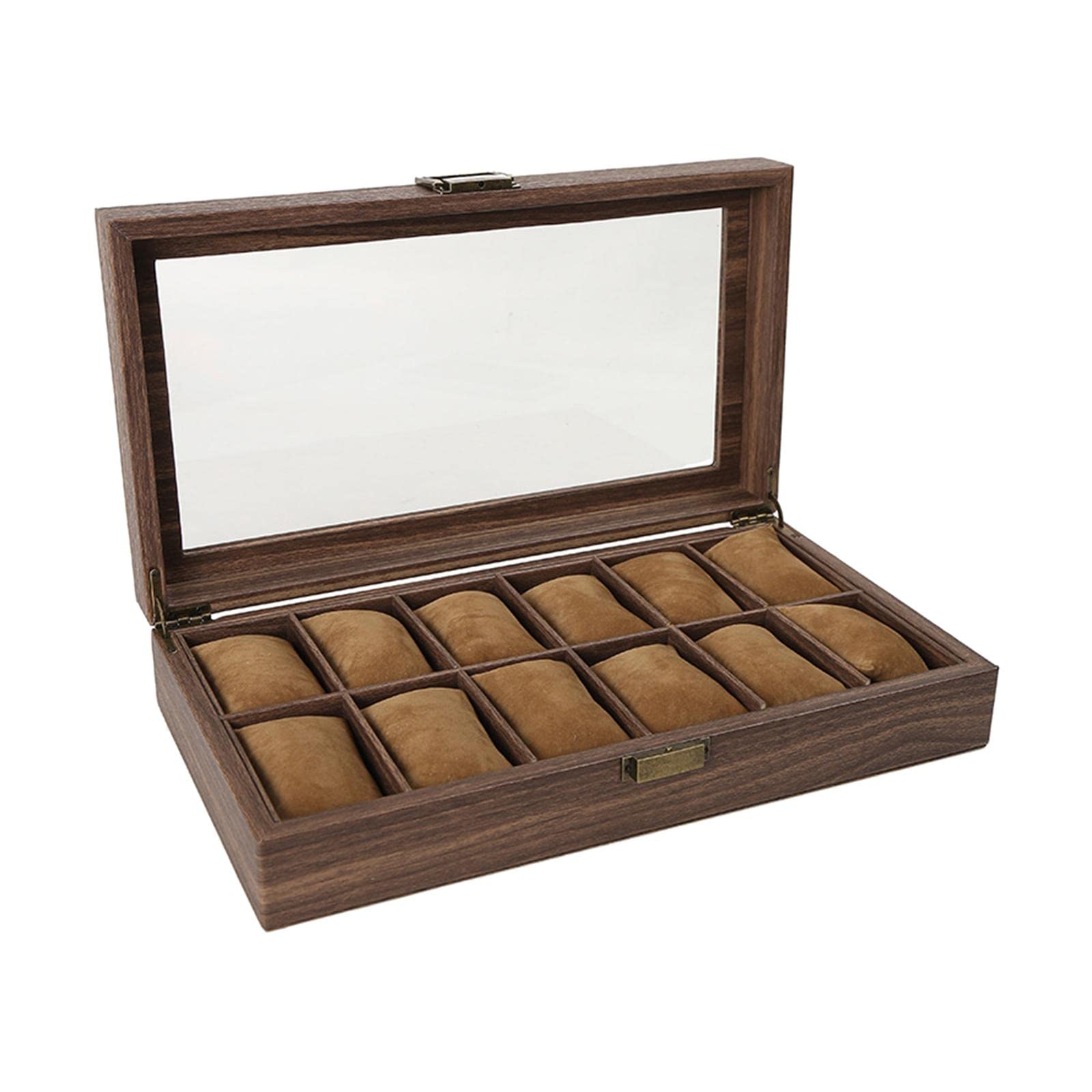 Loom Tree Luxury Wooden Watch Box Men Jewelry Rings Case Organizer Glass Top 12 Grid (B09ZPNBLBB) Amazon Price History, Amazon Price Tracker