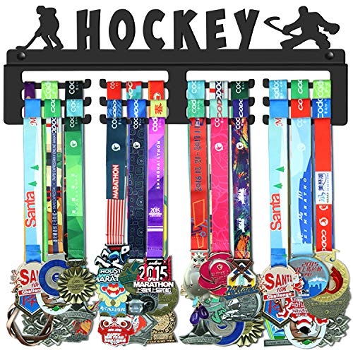 GENOVESE Medal Holder Display Hanger Rack for Hockey,Super Sturdy Black Steel Metal,Wall Mounted Over 50 Medals