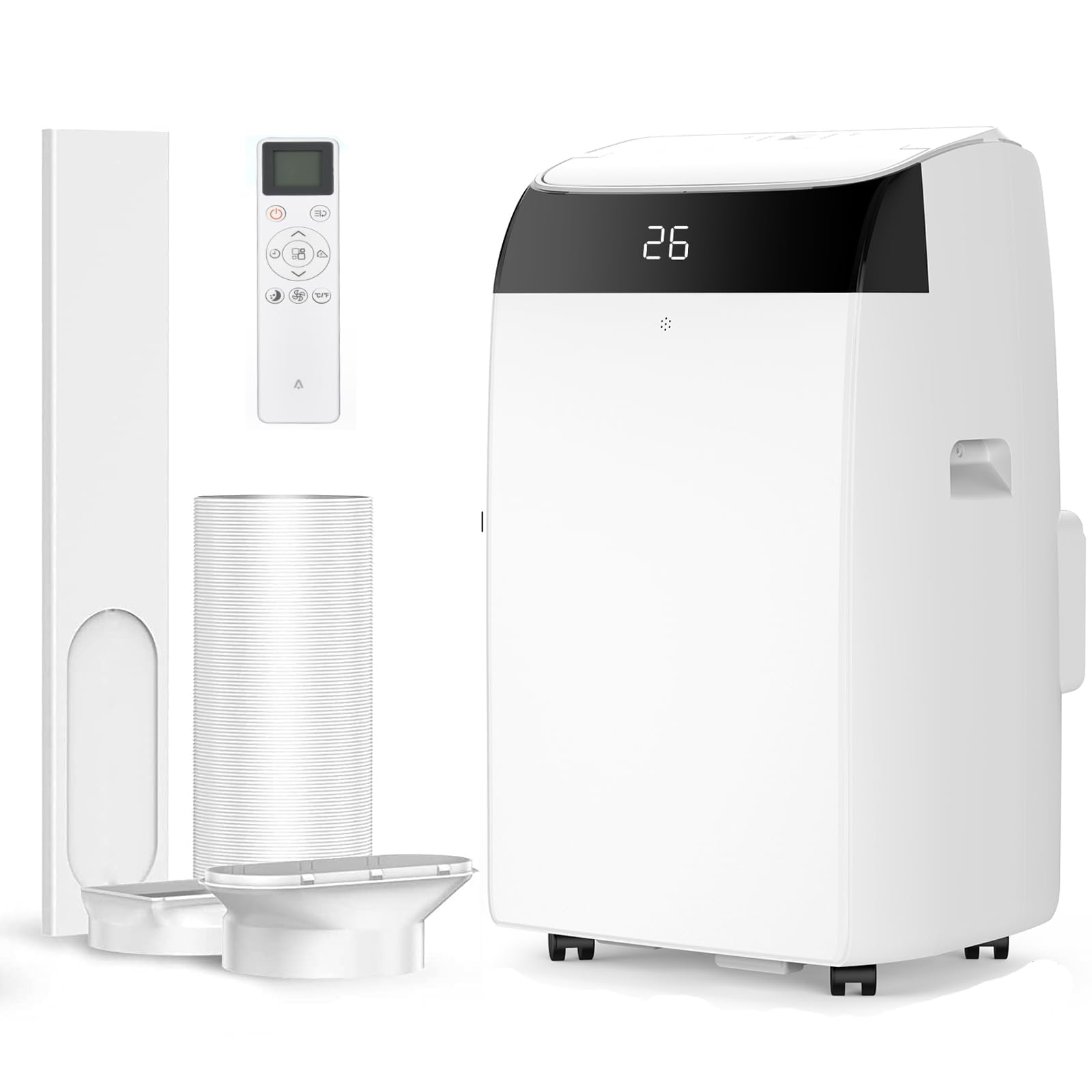 Thaookte White Portable Air Conditioner Silence, Cooling Fan Dehumidifier Mobile Air Conditioning Silent With 24 Hour Timer, Remote Control ＆ 2 Speed Ventilation (12000Btu)