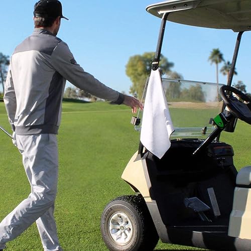 Miniatura 7 de STICKIT The Original - Toalla de golf magnética, color blanco, paquete de 2, toalla de golf de microfibra de primer nivel con bolsillos profundos de